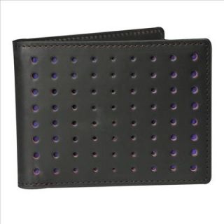 New J Fold Mens Dark Purple Leather Bifold Wallet Purse