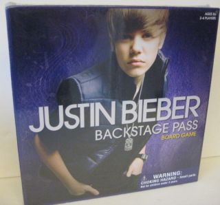 Justin Bieber Backstage Pass Board Game New SEALED