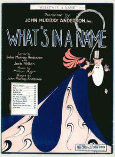 Whats in A Name 1920 Broadway Revue Vintage Sheet Music