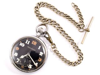 WWII Jaeger LeCoultre Military Pocket Watch Chain