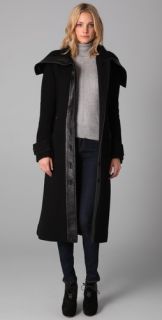 EDUN Belted Sweater Coat with Leather Trim
