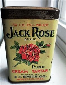 Scarce Jack Rose Cream Tartar Spice Tin E T Smith Worcester Mass