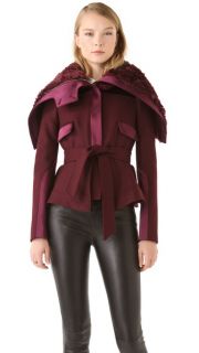 Peter Som Felted Wool Jacket with Faux Fur Collar