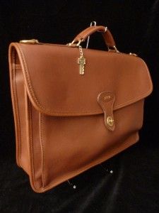 Jack Georges USA Cognac Brown Leather Briefcase Laptop Document Holder