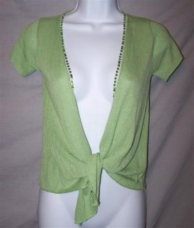 New Jaloux Zalu Green Spring Tie Sequin Sweater XS $89