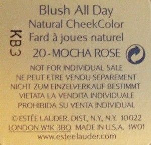 Estee Lauder Blush All Day Natural Cheek Color MOCHA ROSE #20 20 NEW