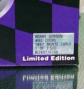 Action 1 24 Robby Gordon 40 Coors Light 97 Chevrolet Monte Carlo Coin