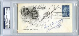 JAMES R JIMMY HOFFA SIGNED AUTO 1956 FIRST DAY PSA DNA UNION PRESIDENT