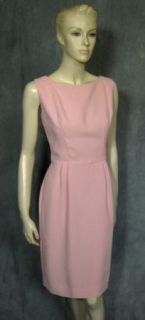 Vtg 60s Chic Pink Sheath Dress Madmen Jackie O B36 M