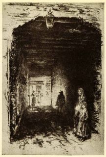 1911 Print James Abbott McNeill Whistler Etching Art Beggars Social