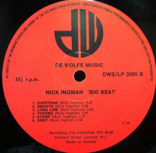 Nick Ingman Big Beat LP VG DWS LP 3285 Vinyl 1973 RARE Breaks Funk