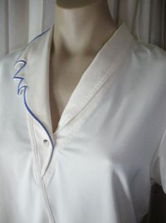 Jamie Sadock Cream Purple Flame Embroidered Shirt Top M Shawl Collar