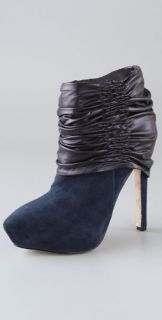 L.A.M.B. Puffy Suede Booties with Ruched Cuff
