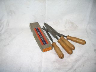   NOS 4 KNIFE No 1 file wood handle X4 Nicholson Made USA woodworking