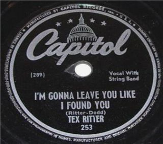 Tex Ritter Capitol Record Country Western 1946 78rpm 10