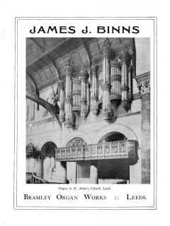 Publicity Booklet of James J Binns Organ Builder Bramley Leeds 1924