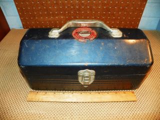 Vintage Simonsen Blue Metal Tackle Box