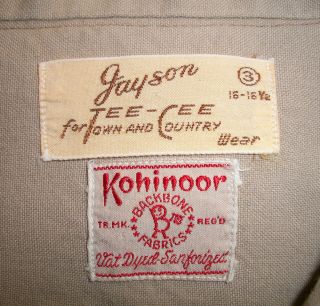 Vtg 40s 50s Jayson Tee Cee Rayon wool Gabardine GentleMen Shirt sz 16