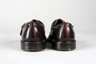 Vintage 60s Jarman Brown Leather Buckle Perforated Loafer Shoes 8 5 C