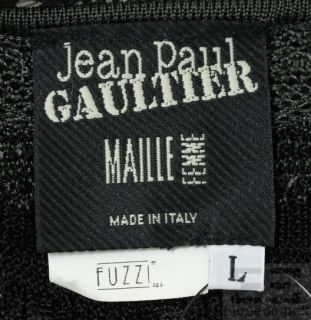 Jean Paul Gaultier White Black Silk Peace Sign Trim Cardigan Size L