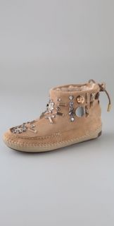 Tory Burch Embellished Suede Moccasin Booties