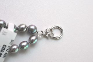 New SLANE & SLANE Double Strand Gray Pearl and Silver Bracelet Toggle