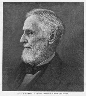 Confederate President Jefferson Davis Antique Portrait