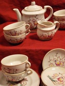 Cherry Blossom Porcelain Japanese Children Tea Set 1960