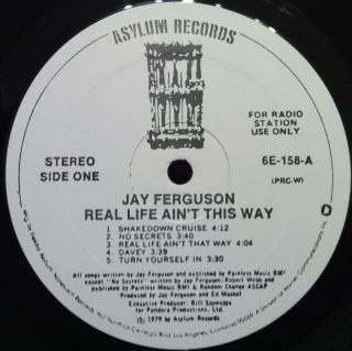 Jay Ferguson Real Life AinT This Way LP VG 6E 158 Vinyl 1979 Record