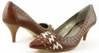 Adrienne Vittadini Jayson Brown Beige Contrast Stitching Womens Shoes
