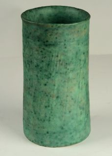 1904 Jeffery Pottery Vase Signed Dated Matte Green