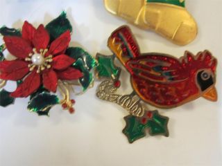 Lot of 18 Vintage Christmas Pins Brooches Holiday Rhinestones Trees