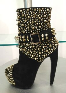 Jeffrey Campbell~FABULOUS~High Heel Ankle Bootie w/ Studs Spikes~Suede