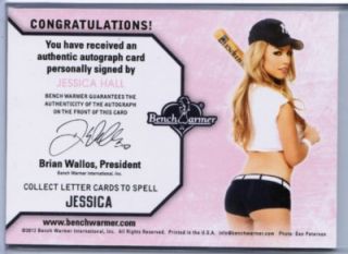 JESSICA HALL 2012 BENCHWARMER NATIONAL #d 2/5 J LETTERS AUTO PATCH