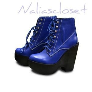 Jeffrey Campbell Tardy Blue Lace Up Boots Size 8 $205