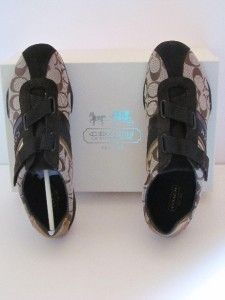Coach Jenney Mesh Khaki Chestnutsignature Suede Shoes Size 8 5 EU 40