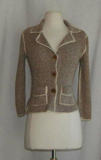 Anthropologie Maple Knit Cotton Cardigan Sweater Small s Brown