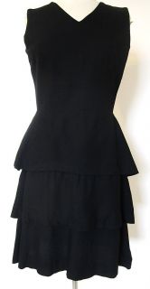VINTAGE JENNIFER Dallas black w tiered skirt sleeveless DRESS size 8