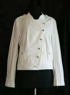 Anthropologie Idra White Light Weight Jacket Coat 10 Medium Cotton