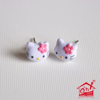 Plastic Hello Kitty Pin Earrings Pink Red Bow Holiday Sweet Gift Bag
