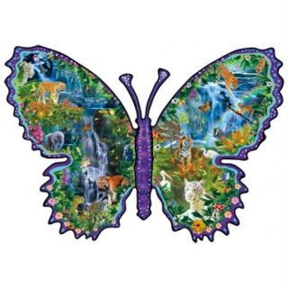 Sunsout Shaped Jigsaw Puzzle Rainforest Butterfly Alixandra Mullins