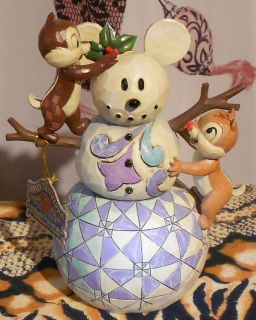 Disney Jim Shore Chip and Dale and Mickey Snowman Great Gift for