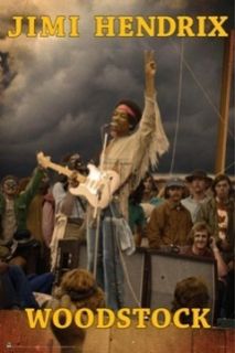 JIMI HENDRIX POSTER 60x90cm Woodstock live with fender stratocaster