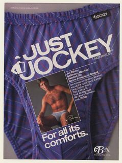 1987 Jim Palmer Just Jockey Underwear Photo Print Ad