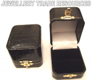 New Luxury Jewellery Ring Box Antique Leather Black