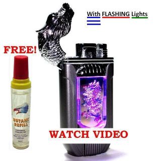  Dragon Torch Lighter Dual Flame Refillable Windproof Jet Torch