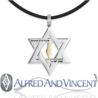  of David Judaica Jewish Charm Pendant Shema Israel Necklace