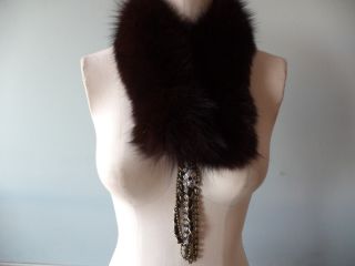 Jocelyn Inc Fox Collar with Chains and Rhinestone Embelleshment Style