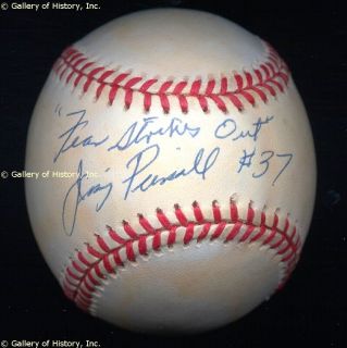 Jimmy Piersall Baseball Signed