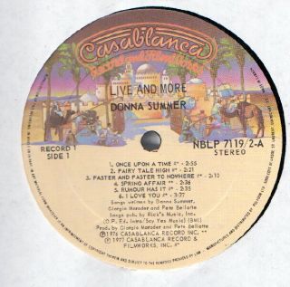 Donna Summer Live and More 2LP VG VG Canada